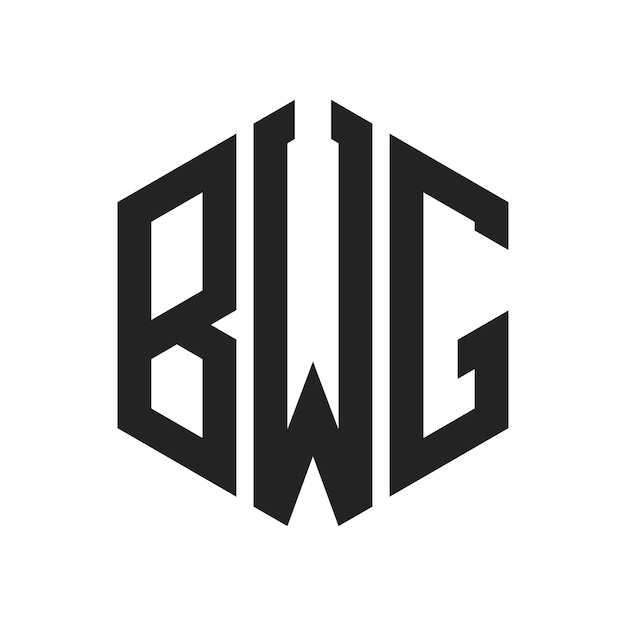 BWG Logotipo Diseño Letra inicial BWG Monograma Logotipo con forma de hexágono