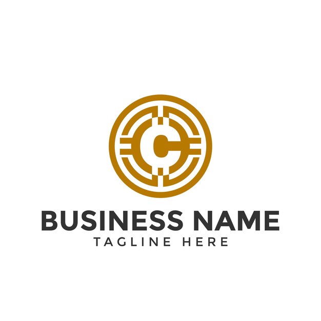C blockchain y logotipo de criptografía blockchain logotipo de cripto logotipo de moneda digital icono y símbolo
