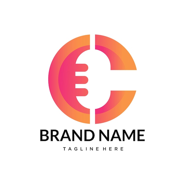 C Carta creativa con diseño de logotipo de micrófono