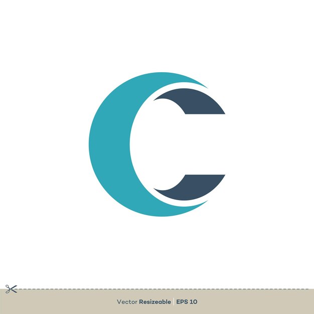 C carta Vector icono Logo plantilla diseño plano