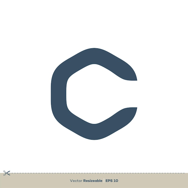 C carta Vector icono Logo plantilla diseño plano