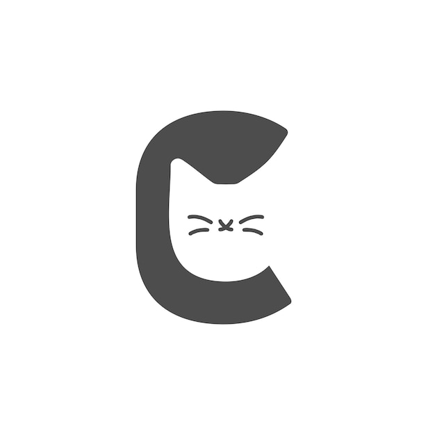 C Concepto inicial del logotipo Icono del refugio de gatos para animales