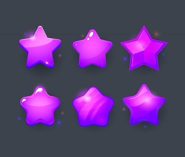 Ç conjunto de iconos de estrella púrpura. ç desarrollo de juegos.