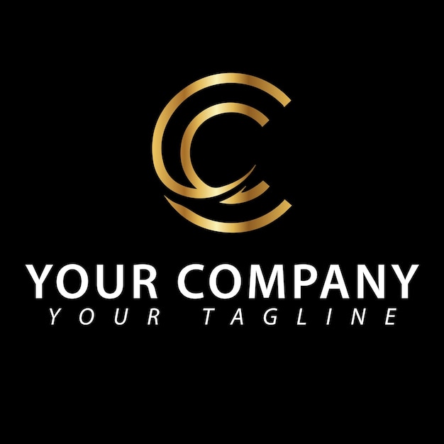 C diseño elegante del logotipo en oro