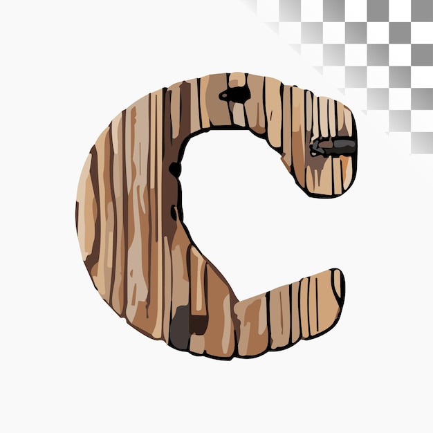 Vector c diseño de letras elegante fuente de madera quemada alfabeto