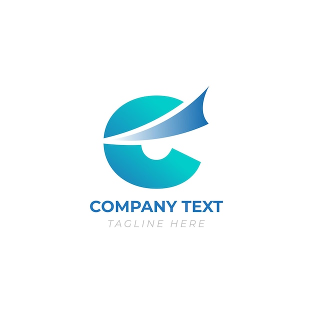 c diseño de logotipo de forma de línea mínima con efecto de forma de gradiente azul único negocio memorable