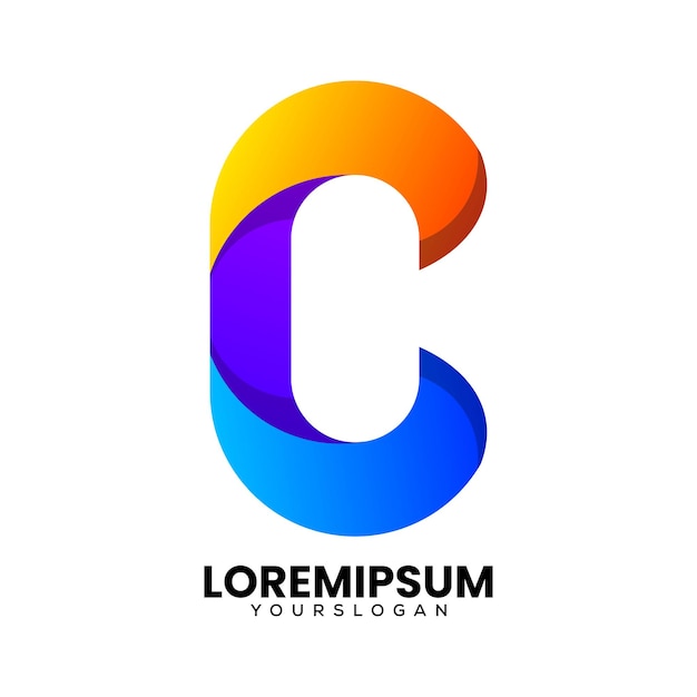 c diseño de logotipo de la letra del icono colorido