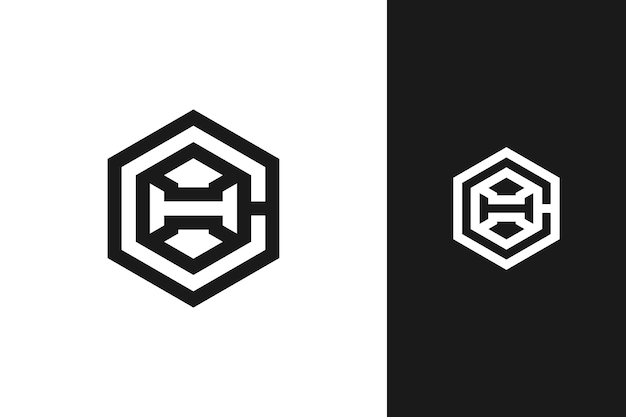 c h Diseño del logotipo de la letra monograma