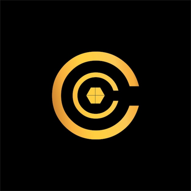 C inicial con icono de diseño de logotipo hexagonal
