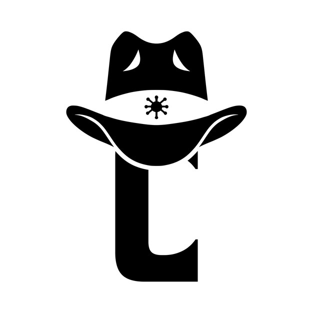 C inicial con sombrero vaquero Elemento de diseño para el logotipo Emblema camiseta Ilustración vectorial