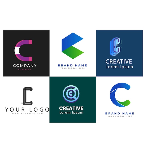 C letra del alfabeto inicial diseño de gradiente colorido marca empresarial corporativa compañía logotipo abstracto de