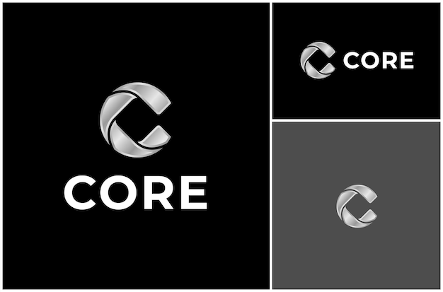 C letra inicial monograma plata acero metálico círculo vectorial diseño de logotipo ilustración