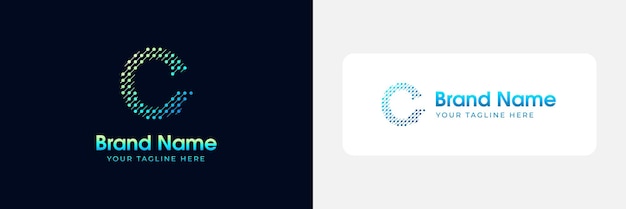 C logotipo de letra C plantilla de diseño de logotipo C monograma tecnológico C logotipo por puntos C logotipo vectorial alfabético