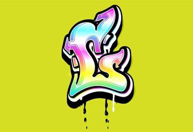 C pastel graffiti alfabeto vector logo