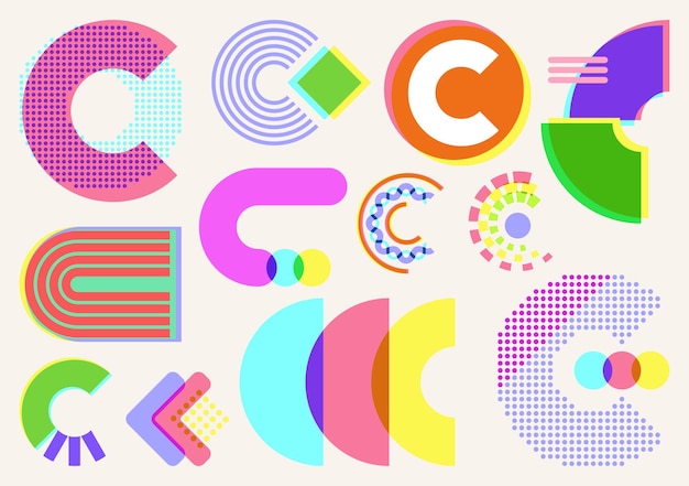 C RISOGRAPH STOCK colorido y fresco en el diseño vectorial