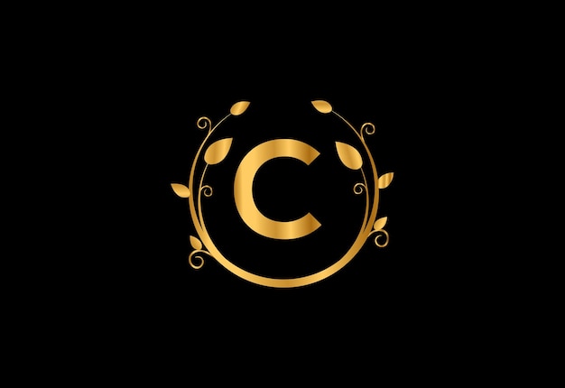 C último diseño de logotipo con la belleza de la naturaleza Premium Vector