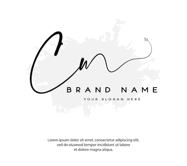 c w letra inicial escrita a mano y logotipo de la firma