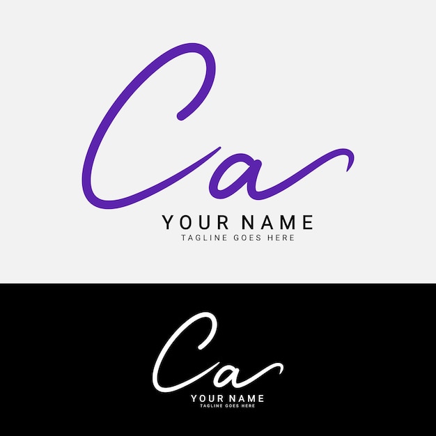 A CA Logotipo de la letra inicial Alfabeto CA Logotipo escrito a mano Firma