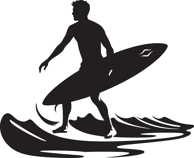 Cabalgando las olas tío surf icono negro surf maestría logotipo negro de un tío surfista