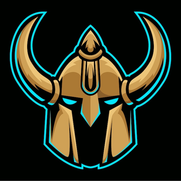 Caballero bárbaro vikingo gold head helmet logo template