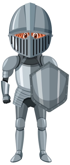 Vector caballero medieval en traje de armadura aislado