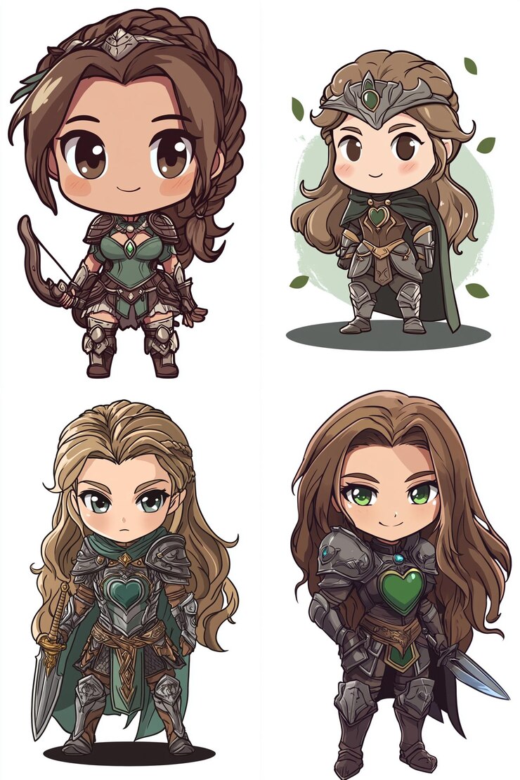 Vector caballero mujer de chibi