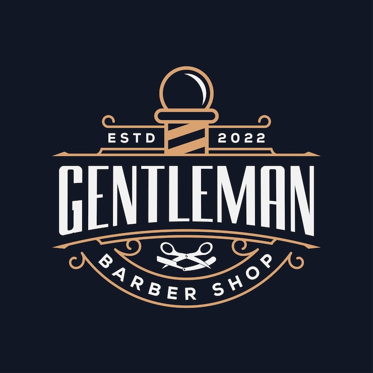 Vector caballero peluquería retro vintage logo