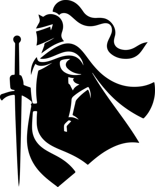 caballero sencillo vector mínimo silueta de color negro20