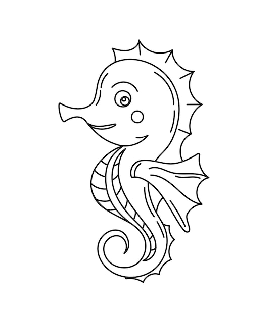 Caballito de mar Doodle Coloring Book con Vector para niños