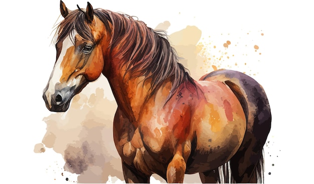 Vector caballo de acuarela diseño de ilustración vectorial