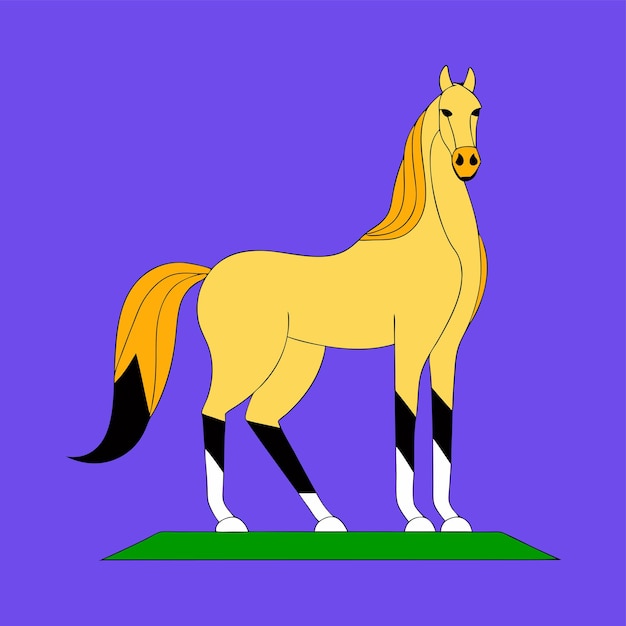 un caballo amarillo con una melena y cola amarillas