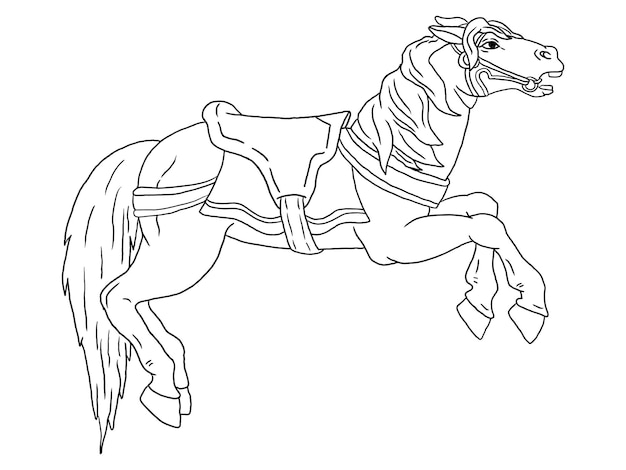 Un caballo en un arnés con la palabra caballo en él