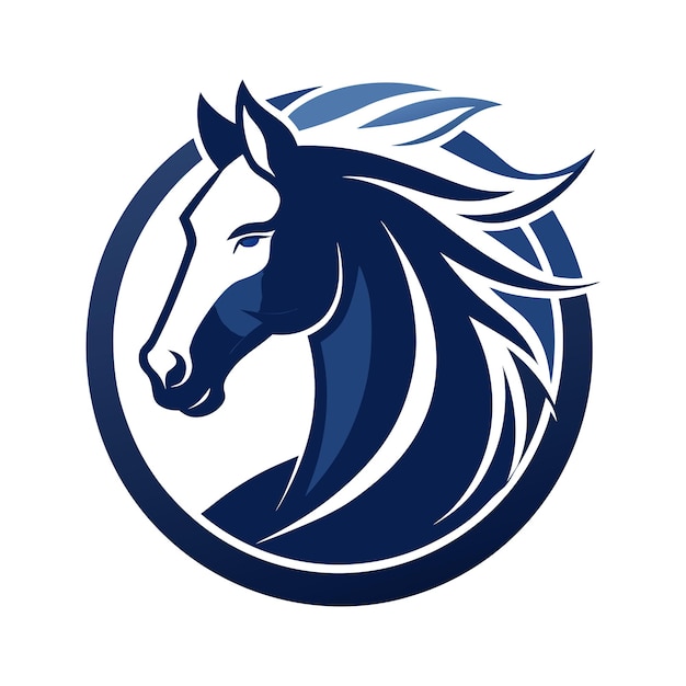 un caballo azul con una melena blanca se muestra en un círculo azul