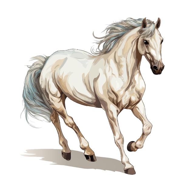 Vector un caballo blanco en la ilustración de movimiento