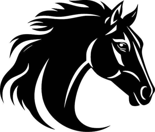 Caballo blanco y negro icono aislado ilustración vectorial