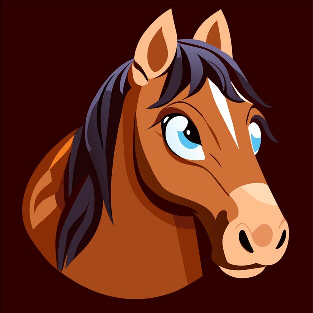 Vector caballo burro dibujado a mano plano elegante pegatina de dibujos animados icono concepto ilustración aislada