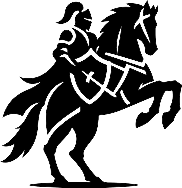 Caballo de caballero simple vector mínimo silueta de color negro 13