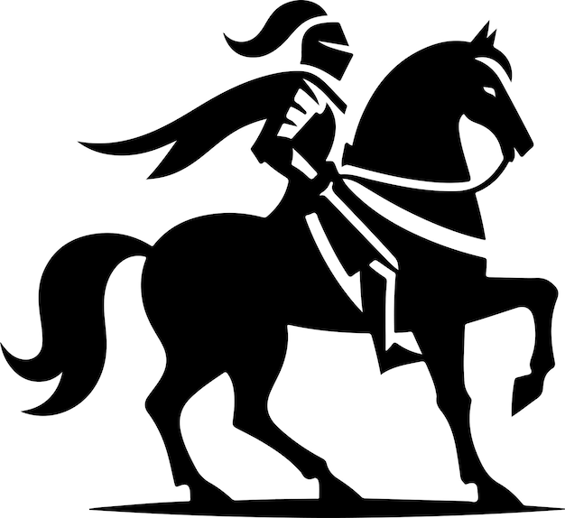 Caballo de caballero simple vector mínimo silueta de color negro02