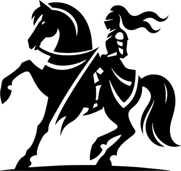 Caballo de caballero simple vector mínimo silueta de color negro17