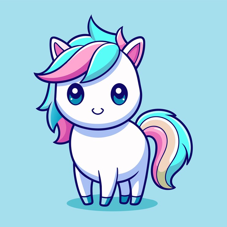 Vector caballo chibi lindo colores pastel 2