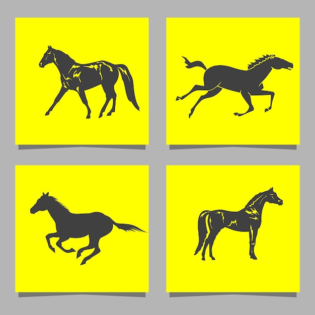 caballo, conjunto, vector, icono