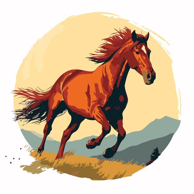 Caballo corriendo en el campo Ilustración vectorial de un caballo