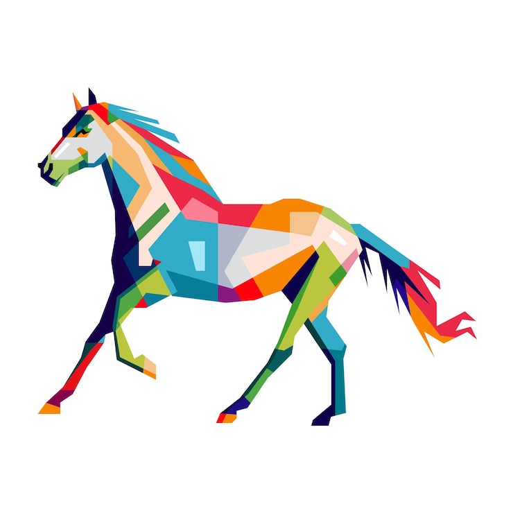 Vector caballo corriendo en estilo wpap