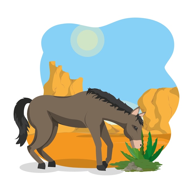 Vector caballo en el desierto