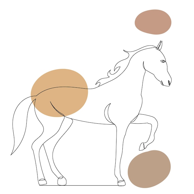 Vector caballo de dibujo de una línea, vector