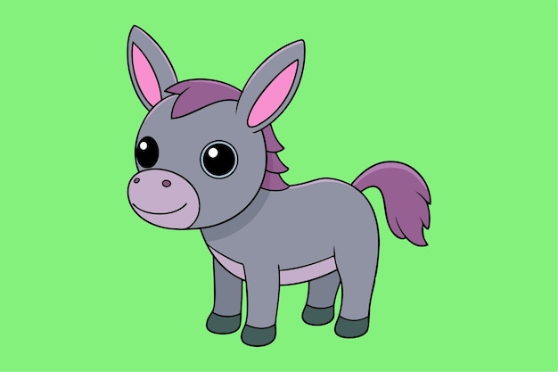 un caballo de dibujos animados con una melena púrpura está dibujado en un fondo verde