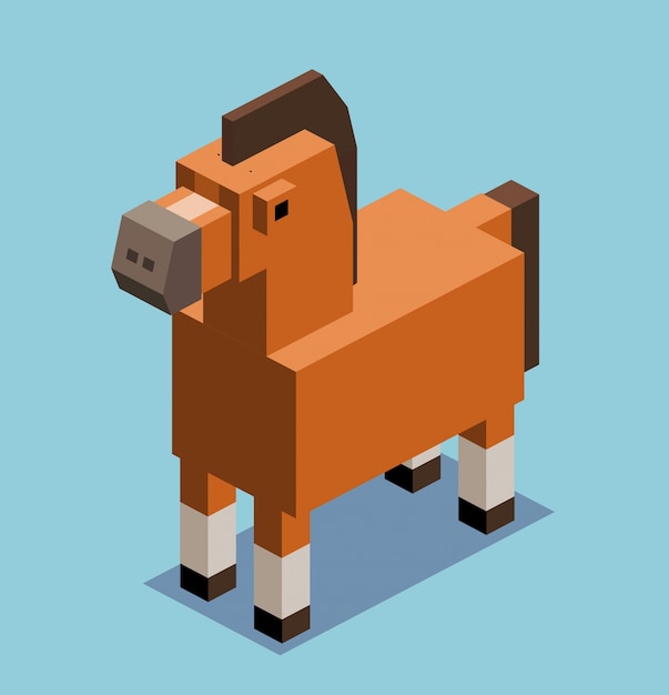 Vector caballo con diseño isométrico