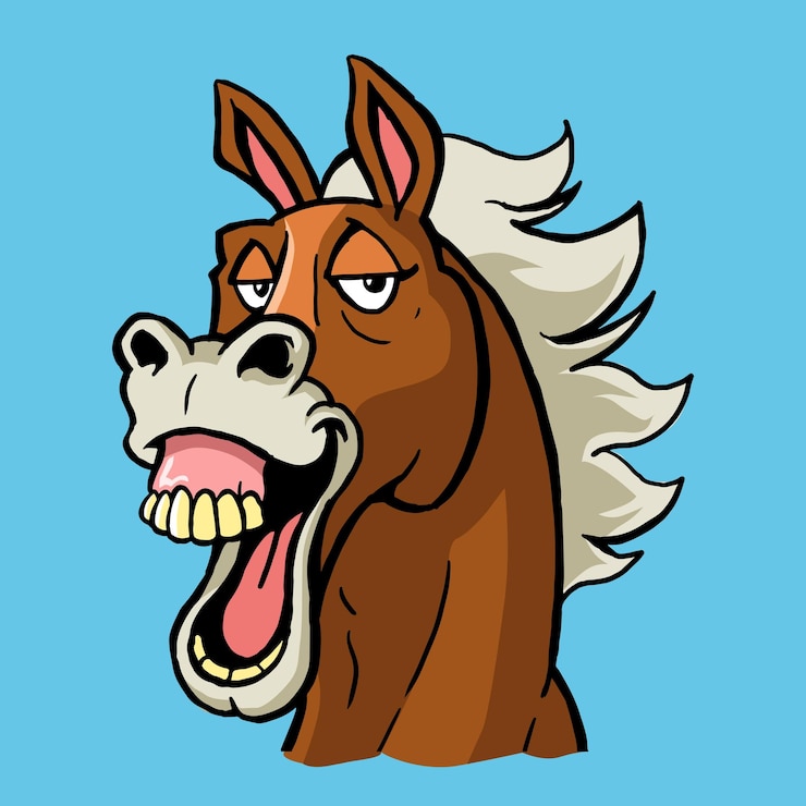 Vector caballo feo muestra sus dientes