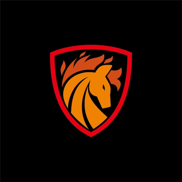 Caballo de fuego con logotipo de escudo