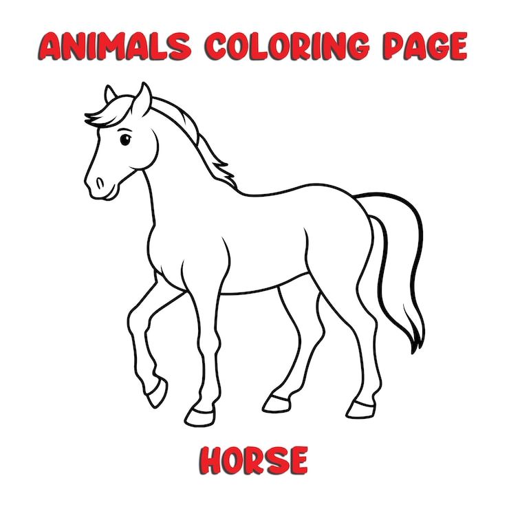 Vector un caballo lindo contorno de arte ilustración página de colorear libro para niños